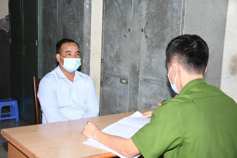 Nguyễn Hải Hà tại cơ quan công an. Ảnh: Công an Hải Phòng Nguyễn Hải Hà tại cơ quan công an. Ảnh: Công an Hải Phòng