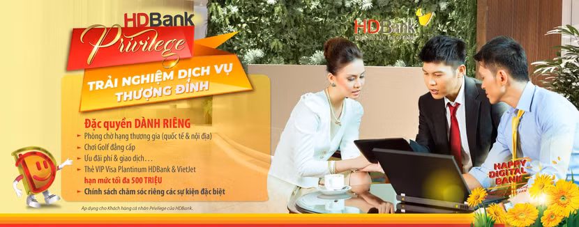 Đến với HDBank, khách hàng Privilege có phòng giao dịch riêng, được thiết kế sang trọng, tiện nghi với đầy đủ các dịch vụ và có chuyên viên phục vụ riêng