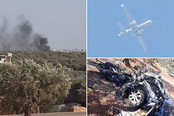 Chiếc ôtô bị phá hủy trong vụ không kích của Mỹ gần Idlib hôm 20-9-2021 Chiếc ôtô bị phá hủy trong vụ không kích của Mỹ gần Idlib hôm 20-9-2021