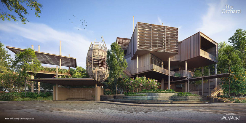 Ở vị trí trung tâm của The Orchard là nhà câu lạc bộ 4 tầng The Canopy Ở vị trí trung tâm của The Orchard là nhà câu lạc bộ 4 tầng The Canopy