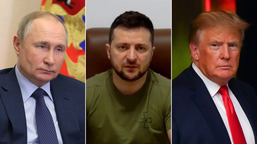 Tổng thống Nga Vladimir Putin, Tổng thống Ukraine Volodymyr Zelensky và Tổng thống Mỹ Donald Trump