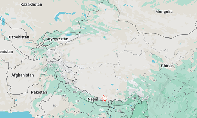 Vị trí huyện Dingri (khoanh đỏ)