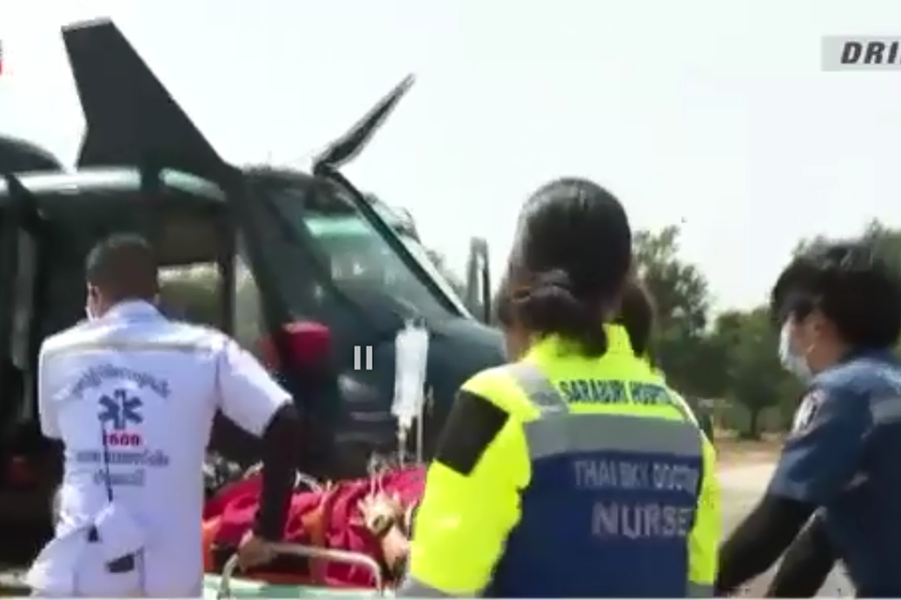 Hoạt động diễn tập vận chuyển bệnh nhân bằng trực thăng quân sự