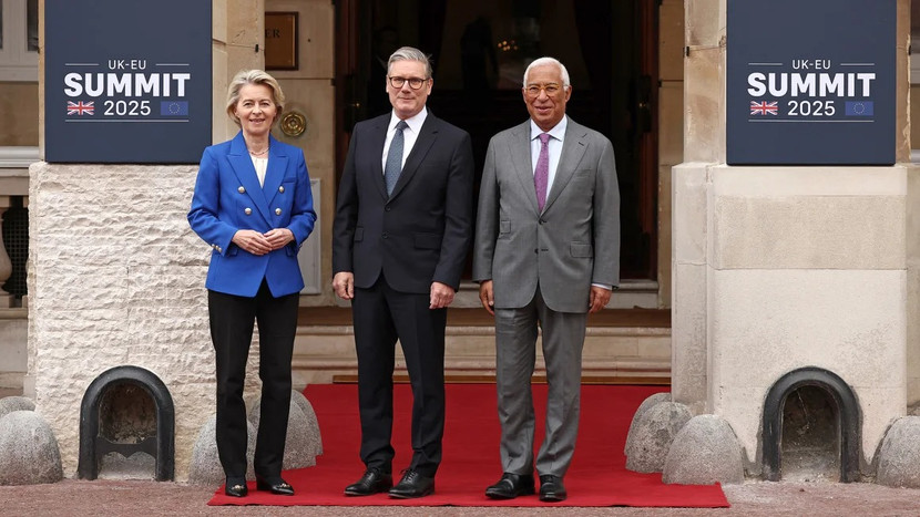 Chủ tịch Ủy ban châu Âu Ursula von der Leyen, Thủ tướng Anh Keir Starmer và Chủ tịch Hội đồng châu Âu Antonio Costa
