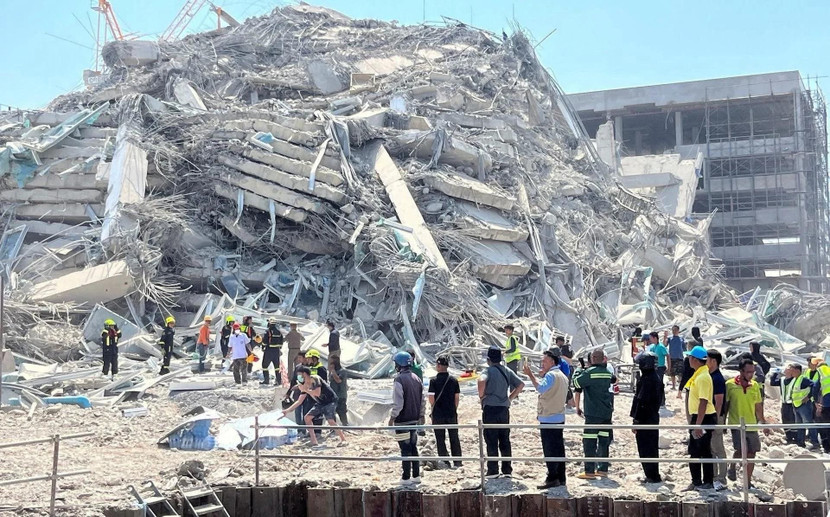 Hiện trường đổ nát của tòa nhà đang xây dựng ở Bangkok sau thảm họa động đất Hiện trường đổ nát của tòa nhà đang xây dựng ở Bangkok sau thảm họa động đất