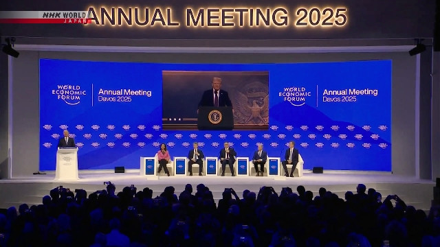 Ông Trump phát biểu trực tuyến tại Diễn đàn Kinh tế Thế giới ở Davos, Thụy Sĩ, ngày 23-1 Ông Trump phát biểu trực tuyến tại Diễn đàn Kinh tế Thế giới ở Davos, Thụy Sĩ, ngày 23-1