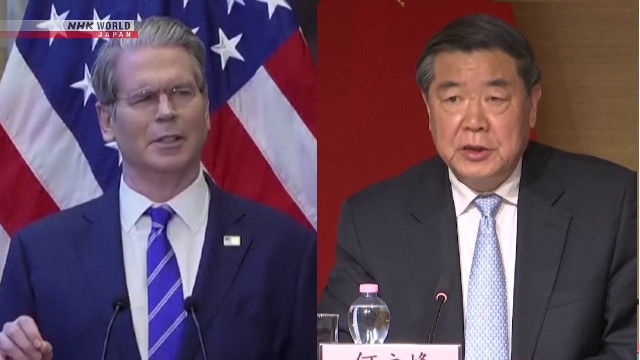 Bộ trưởng Tài chính Mỹ Scott Bessent và Phó Thủ tướng Trung Quốc Hà Lập Phong Bộ trưởng Tài chính Mỹ Scott Bessent và Phó Thủ tướng Trung Quốc Hà Lập Phong