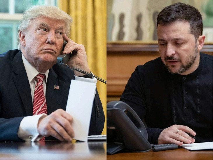 Tổng thống Mỹ Donald Trump và người đồng cấp Ukraine Volodymyr Zelensky