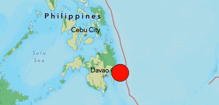 Bản đồ mô tả khu vực xảy ra động đất ở Philippines
