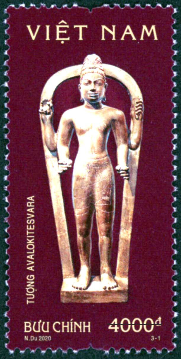 Mẫu tem thứ nhất là hình ảnh tượng Avalolitesvara
