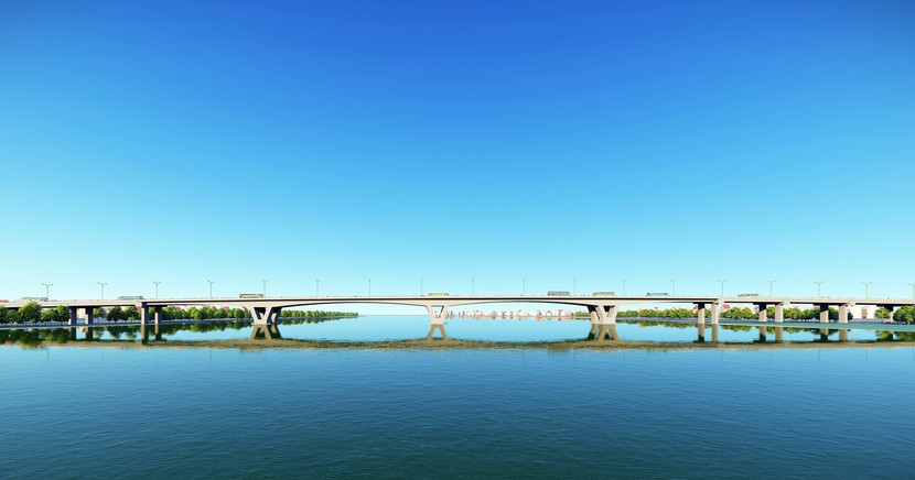 Phối cảnh cầu Kênh Vàng vượt sông Thái Bình, nối Bắc Ninh và Hải Dương