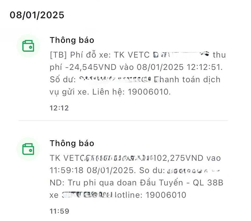 Một chủ xe phản ánh đang lưu thông trên cao tốc Hà Nội- Hải Phòng nhưng vẫn bị trừ phí đỗ xe ở Hà Nội