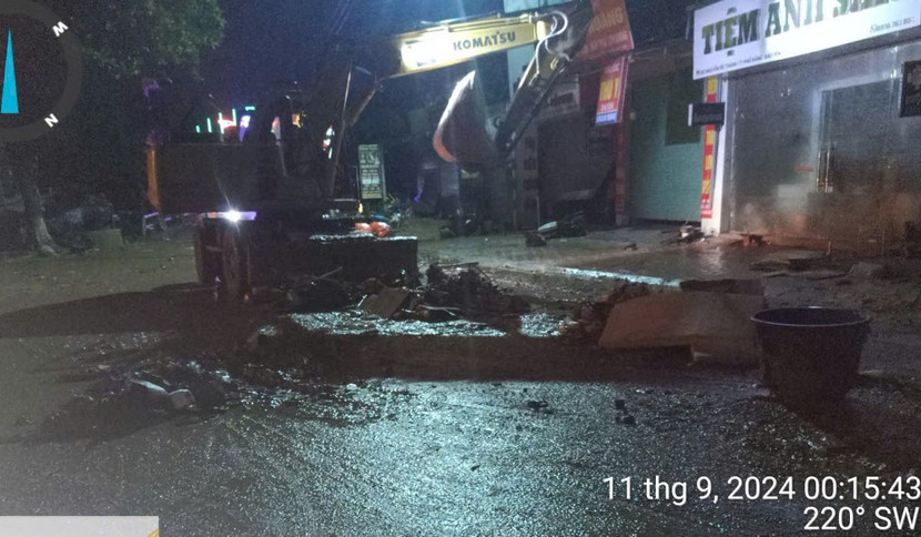 Đường đã thông vào đến Phố Ràng lúc 23h45 ngày 10/9 (ảnh: Khu Quản lý đường bộ I)