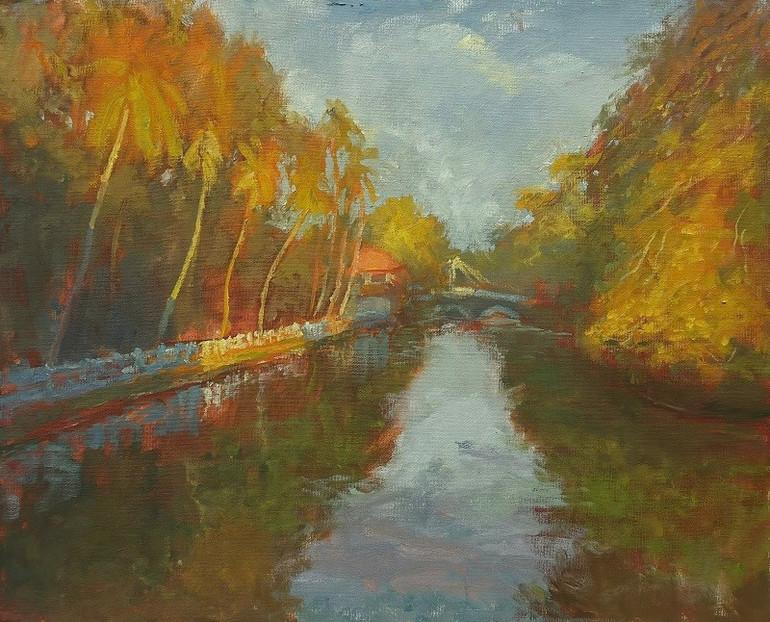 Tác phẩm &quot;Chiều thu thành cổ&quot; của họa sỹ Đinh Hồng Quân