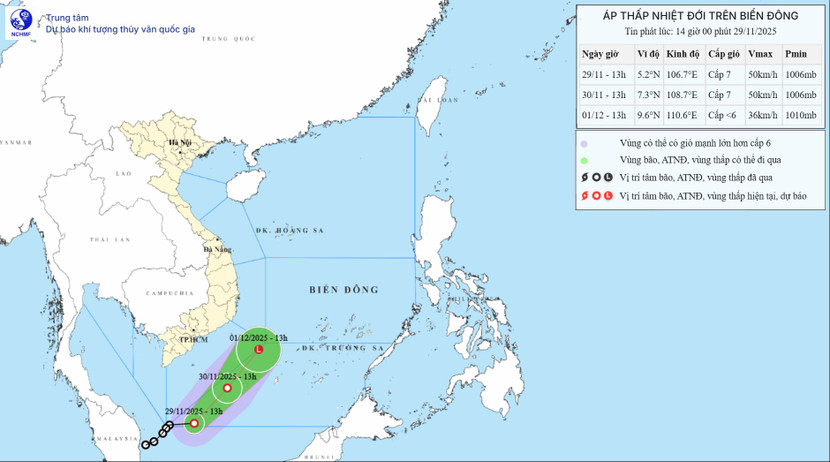 Áp thấp nhiệt đới hiếm thấy đã ngược từ đảo Mã Lai vào phía Nam Biển Đông