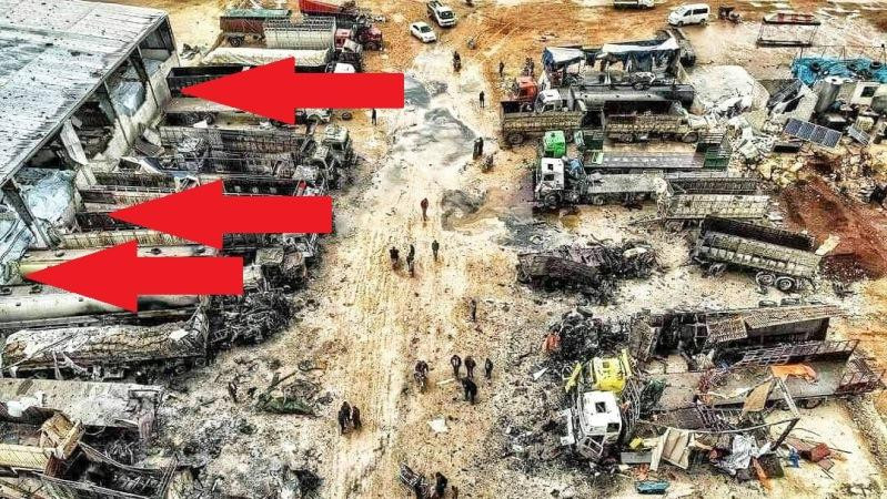 Hình ảnh được cho là những chiếc xe bọc thép AVC-15 của Thổ Nhĩ Kỳ bị phá hủy đã được chụp lại từ một UAV Hình ảnh được cho là những chiếc xe bọc thép AVC-15 của Thổ Nhĩ Kỳ bị phá hủy đã được chụp lại từ một UAV