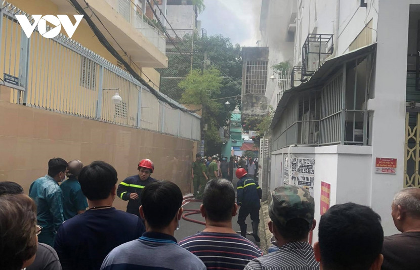 Hiện trường vụ cháy. Ảnh: VOV Hiện trường vụ cháy. Ảnh: VOV