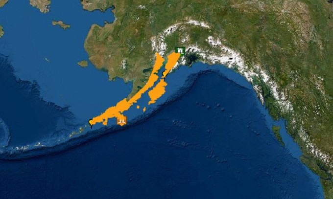 Khu vực trong vùng cảnh báo sóng thần sau trận động đất ngày 19-10 Khu vực trong vùng cảnh báo sóng thần sau trận động đất ngày 19-10