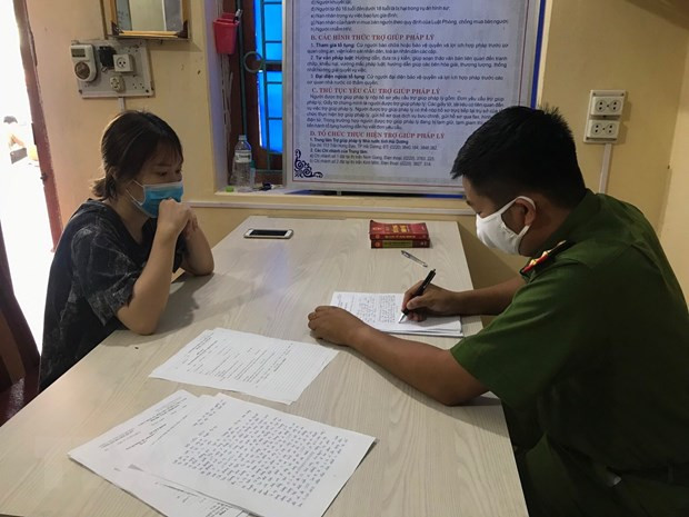 L.T.H tại cơ quan công an. Ảnh: TTXVN