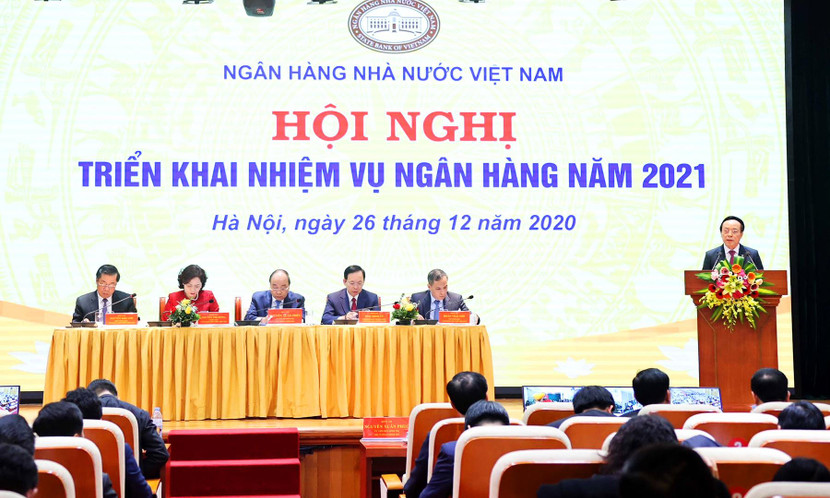 Chủ tịch TPBank - Ông Đỗ Minh Phú phát biểu tại Hội nghị sáng ngày 26-12