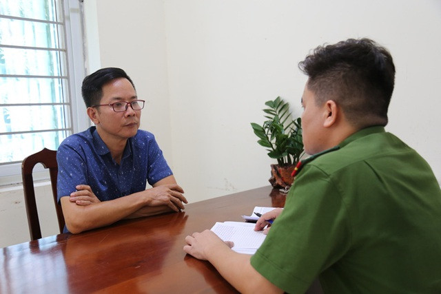 Nguyễn Mạnh Toàn tại cơ quan điều tra (Ảnh: Công an Vĩnh Phúc)