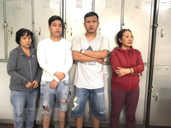 Bốn đối tượng bị lực lượng công bắt giữ gồm Lan, Sang, Tâm và Lập. Ảnh: TTXVN Bốn đối tượng bị lực lượng công bắt giữ gồm Lan, Sang, Tâm và Lập. Ảnh: TTXVN