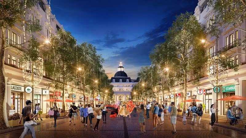 Từ khu shophouse, chỉ vài bước chân để tới phố đi bộ