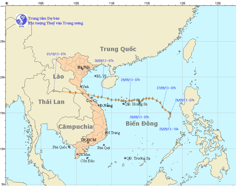 Diễn biến của bão số 10 Wutip đổ bộ tháng 9/2013 Diễn biến của bão số 10 Wutip đổ bộ tháng 9/2013