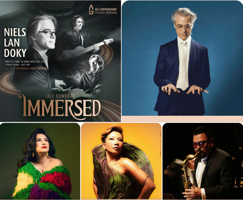 Nghệ sĩ Niels Lan Doky trình diễn cùng NSND Thanh Lam, ca sĩ Hà Trần trong chương trình Jazz Concert ngày 15-1