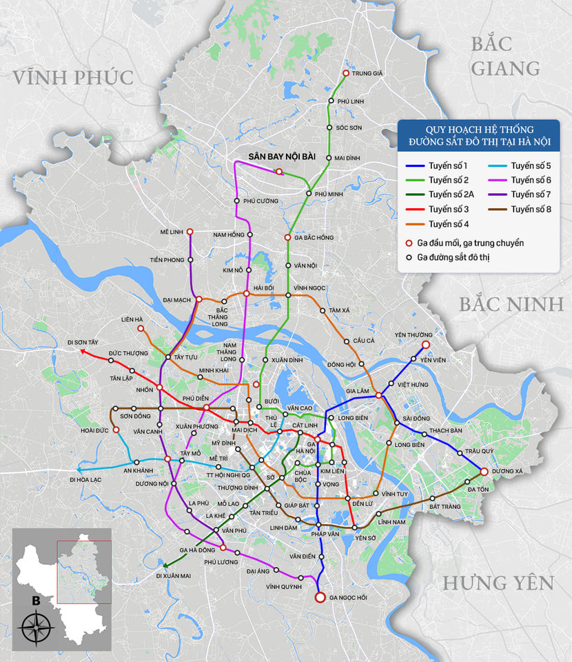 Quy hoạch mạng lưới đường sắt đô thị của Hà Nội