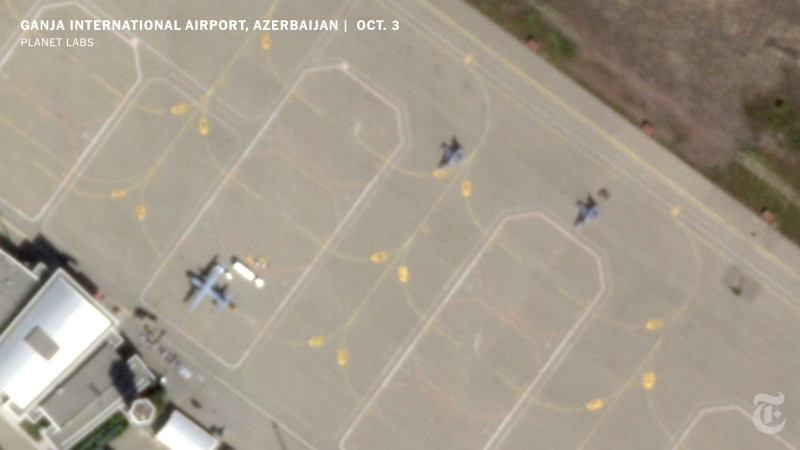 3 chiến đấu cơ Thổ Nhĩ Kỳ hiện diện ở sân bay quân sự Ganja của Azecbaijan, ngày 3-10-2020