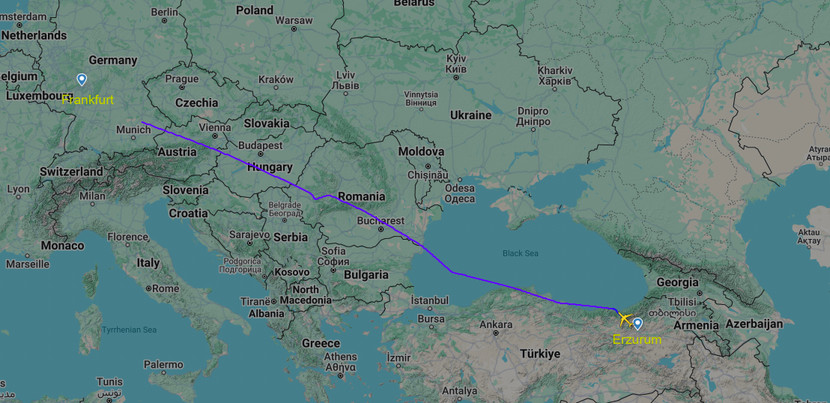 Hành trình của chuyến bay VN37 của Vietnam Airlines phải hạ cánh xuống Thổ Nhĩ Kỳ để cấp cứu 1 hành khách