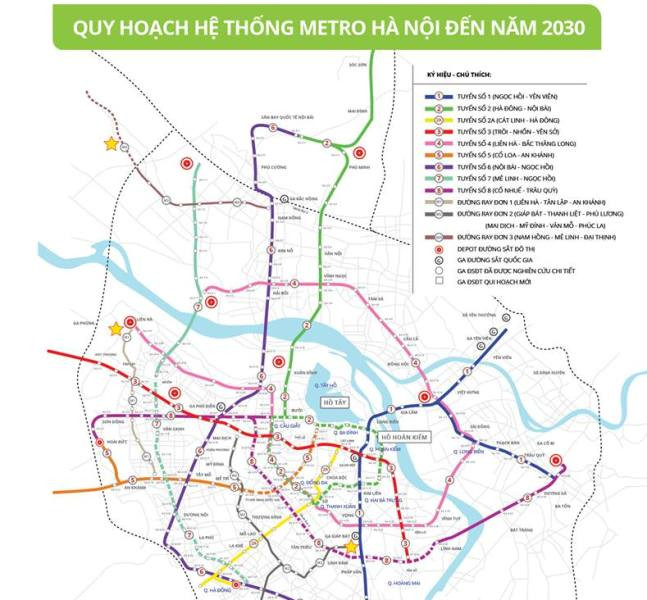 Quy hoạch mạng lưới metro Hà Nội (ảnh Mrb Hà Nội)
