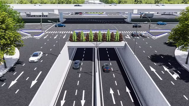 Phối cảnh hầm chui lê Văn Lương sau khi hoàn thành