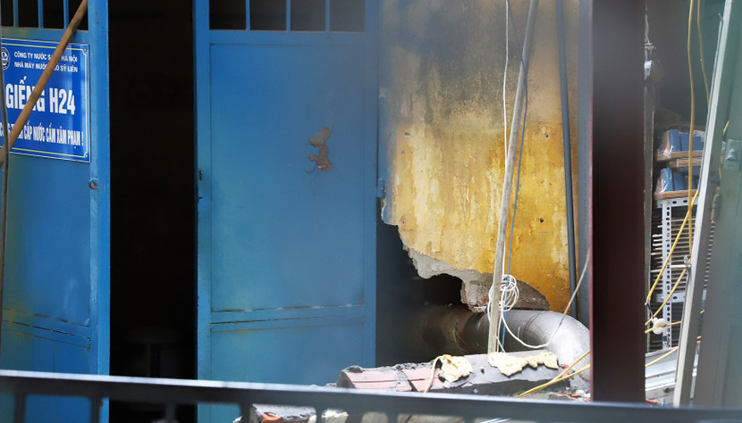 Khu vực sạt lún Nhà máy nước Ngô Sỹ Liên Khu vực sạt lún Nhà máy nước Ngô Sỹ Liên