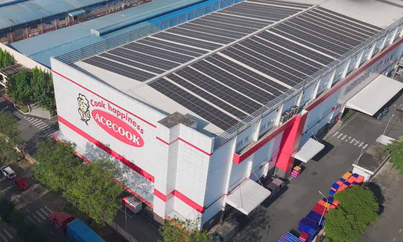 Acecook Việt Nam đang trong quá trình chuyển đổi sử dụng “năng lượng xanh” từ hệ thống điện mặt trời tại nhà máy và văn phòng