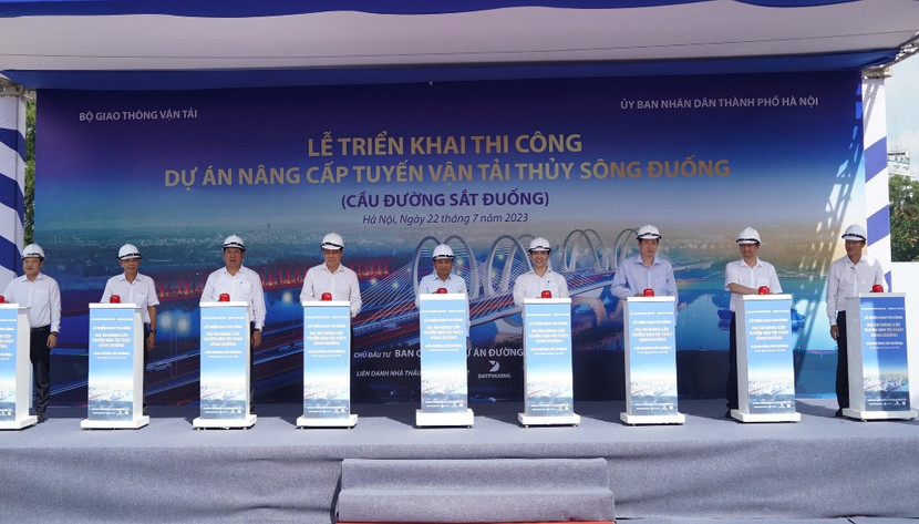 Lãnh đạo Bộ GTVT, Sở GTVT Hà Nội nhấn lệnh khởi công dự án cầu Đuống mới