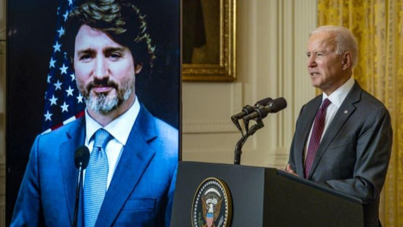 Tổng thống Mỹ Joe Biden (trái) có cuộc gặp song phương đầu tiên kể từ khi nhậm chức với Thủ tướng Canada Justin Trudeau, ngày 23-2-2021 Tổng thống Mỹ Joe Biden (trái) có cuộc gặp song phương đầu tiên kể từ khi nhậm chức với Thủ tướng Canada Justin Trudeau, ngày 23-2-2021