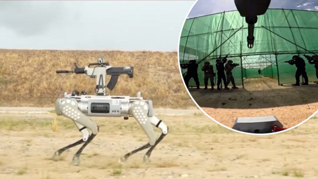 “Chó robot” được sử dụng trong cuộc tập trận “Chó robot” được sử dụng trong cuộc tập trận