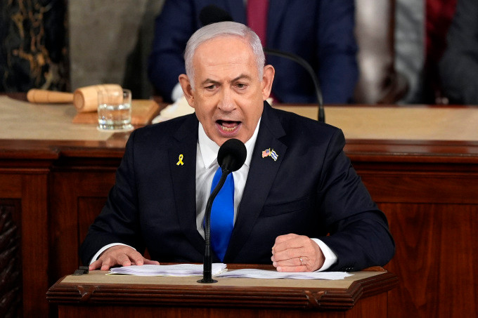 Thủ tướng Israel Benjamin Netanyahu phát biểu tại tòa nhà Quốc hội Mỹ hôm 24-7 Thủ tướng Israel Benjamin Netanyahu phát biểu tại tòa nhà Quốc hội Mỹ hôm 24-7