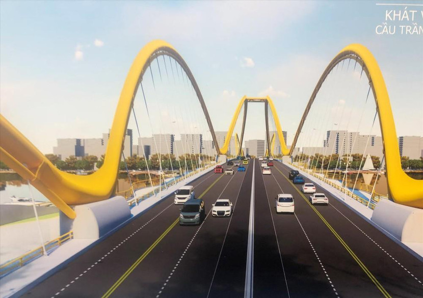 Một trong những mô hình thiết kế cầu Trần Hưng Đạo tham gia dự thi