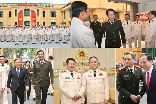 Bộ trưởng Bộ Công an và Chủ tịch UBND TP Hà Nội chia vui cùng Công an Thủ đô trong ngày hội lớn