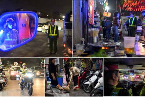 CSGT "chia lửa" cùng Công an phường tuần tra đêm, xử lý vi phạm đô thị ở phố cổ