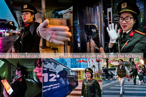 Nữ chiến sỹ Công an Hà Nội xuyên đêm, vượt giá rét bảo vệ tuyệt đối an toàn Đại hội Đảng