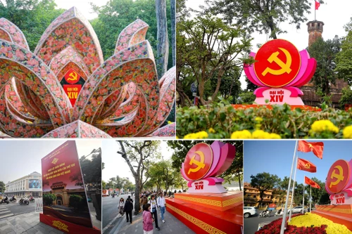 "Sắc đỏ" tháng Giêng: Thủ đô rực rỡ đón chào Đại hội Đảng toàn quốc lần thứ XIV