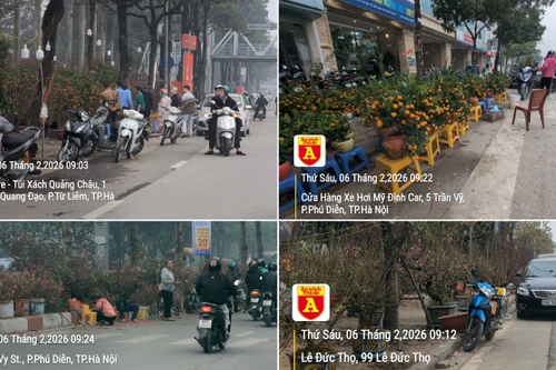 Chợ hoa Tết "bao vây" vỉa hè, tràn xuống lòng đường các tuyến phố cửa ngõ phía Tây