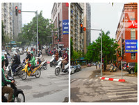 [Ảnh] Lạ trước hình ảnh so sánh Hà Nội trước và trong ngày nghỉ lễ