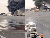 Hiện trường máy bay Superjet bốc cháy ở Moscow, ít nhất 41 người thiệt mạng