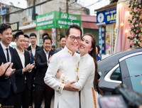 NSND Trung Hiếu hạnh phúc bên cô dâu 9X trong lễ cưới ở Thái Bình