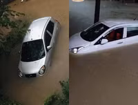 Thái Nguyên ngập lụt kỷ lục, ô tô 